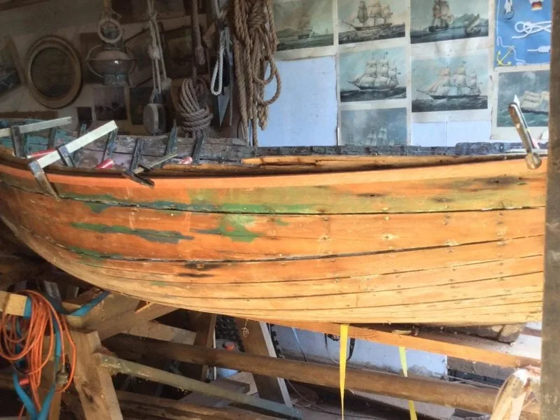 Axel Stenross Maritime Museum Partly Restored Open Dinghy In Workshop IMG2037