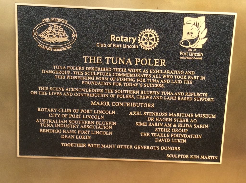 Tuna Poler statue plaque
